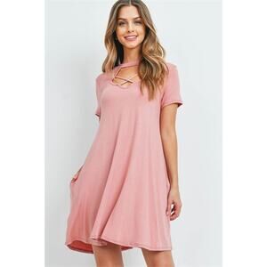 Dark Rose Strappy Keyhole Shift Dress L